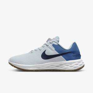 Nike Revolution 6 FlyEase Next Nature Easy-On-And-Off Cestne (Extra Siroke Topanky) Bežecké Tenisky Panske Platina Tmavo Modre Modre | NK628GND