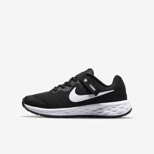 Nike Revolution 6 FlyEase Older Easy On-Off Cestne Bežecké Tenisky Detske Čierne Tmavo Siva Biele | NK319ZAD