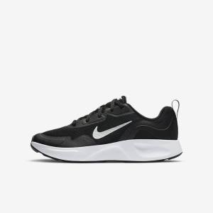 Nike WearAllDay Older Tenisky Detske Čierne Biele | NK479SCO